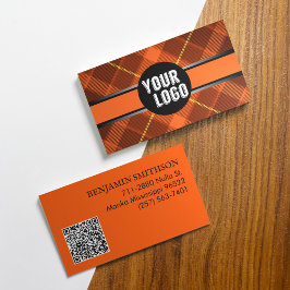 Lägg till Logotyp- och QR-Orange Play Modern Brana Visitkort