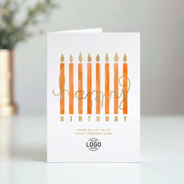 Lägg till Logotyp Orange Candles Business Grattis  Kort (Skapare uppladdad)
