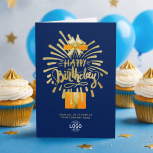 Lägg till Logotyp Orange Gift Guld marinblåbilsdag Kort