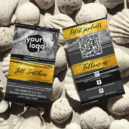 Lägg till Logotyp QR-kod för Social Media Black Gu Visitkort