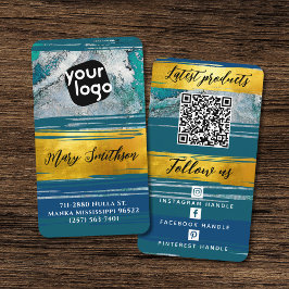 Lägg till Logotyp QR-kod och Social Media Guld Jad Visitkort