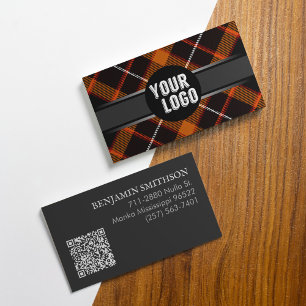 Lägg till Logotyp, QR-Orange-Grått-belagd modern, Visitkort