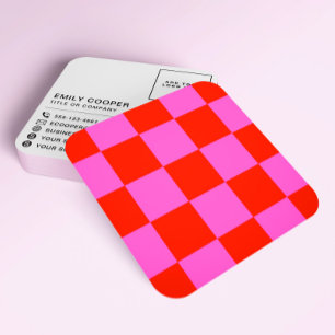 Lägg till Logotyp Red och Rosa i modernt kontrollb Fyrkantigt Visitkort