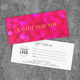 Lägg till Logotyp Rosa Bokeh Ljus Guld Gift-certif