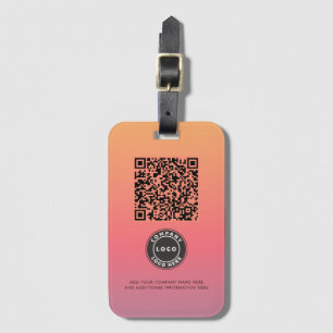 Lägg till Logotyp Rosa Ombre QR-kod, företag Bagagebricka