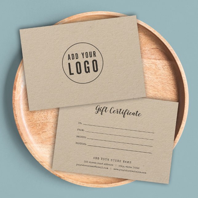 Lägg till Logotyp Skrivmaskin Kraft Gift-certifika (Skapare uppladdad)