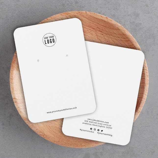 Lägg till logotyp skrivmaskin örhänge displaykort visitkort (Skapare uppladdad)