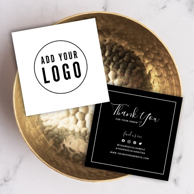 Lägg till Logotyp Social Anpassningsbar Färg Tack  Fyrkantigt Visitkort (Skapare uppladdad)