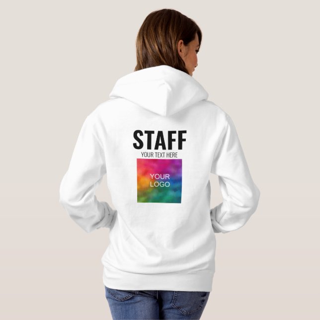 Lägg till Logotyp Text här Vita hoodie-anställd T Shirt (Hel baksida)