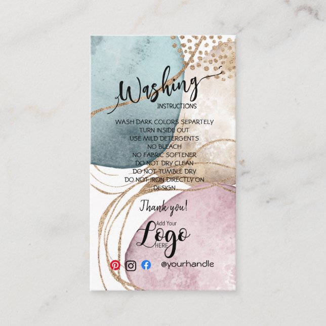 LÄGG TILL LOGOTYP tvättande instruktioner CARE CAR Visitkort (Framsida)