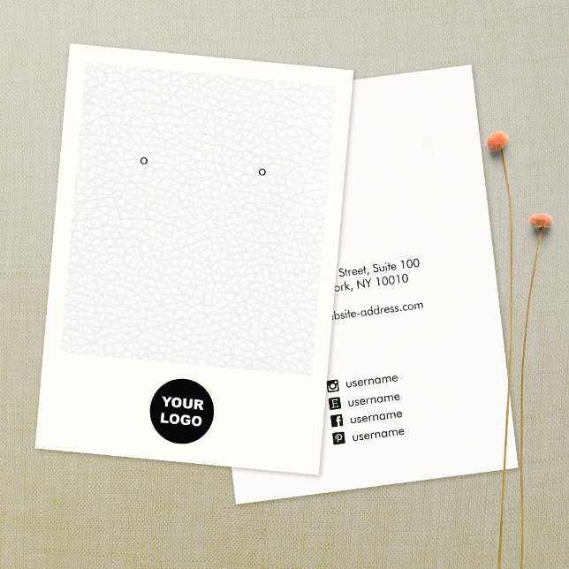 Lägg till Logotyp Vit lädermätarinnehavare Visning Visitkort (Skapare uppladdad)