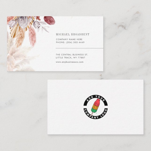 Lägg till Logotypen Pampas Grass Tan Visitkort (Fram/baksida)