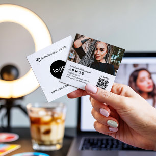 Lägg till logotypens bild QR-kod för moderna socia Fyrkantigt Visitkort