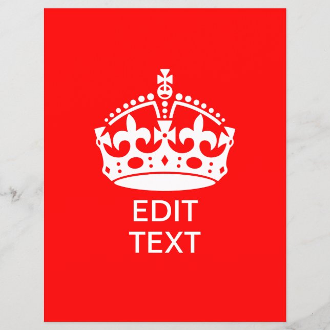 Lägg till LUGNEN TextBEHÅLLA KRONA på Red Customiz Reklamblad (Framsidan)