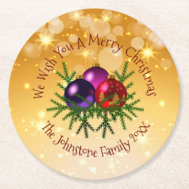 Lägg till matchande jul i Namn vid Guld Round Papp Underlägg Papper Rund