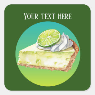 Lägg till meddelande för Cute nyckel lime paj Fyrkantigt Klistermärke