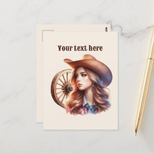 Lägg till meddelande för Cute Western Cowgirl Vykort