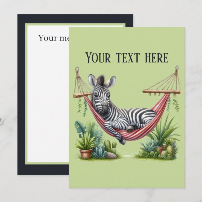 Lägg till meddelande i Cute baby zebra (Fram/baksida)