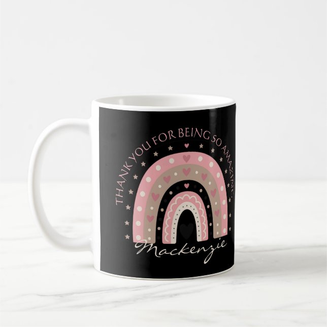 Lägg till meddelande och Namn i personlig Rainbow Kaffemugg (Vänster)