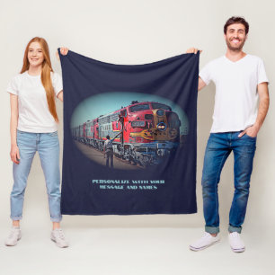 Lägg till meddelande och Namn, Tåg-motorn för blå Fleecefilt