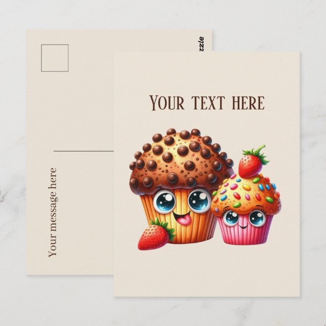 Lägg till meddelande om Cute Chock chip-cookie Vykort (Fram/baksida)