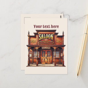 Lägg till meddelande om Western saloon för coola Vykort