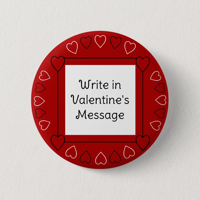 Lägg till meddelande till rött i Cute Valentines D Knapp (Framsida)