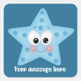 Lägg till meddelandedekal för cute-stranden fyrkantigt klistermärke