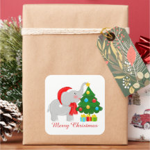 Lägg till meddelandedekal för träd vid jullelefant