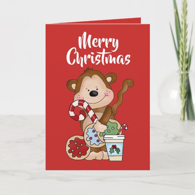 Lägg till meddelandekort för kakaoapa i god jul helgkort (Framsida)