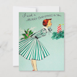 Lägg till meddelandekort för Retro Vintage jul dam Julkort