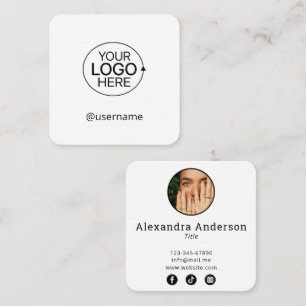 Lägg till media för Logotyp och fotoinfluencer Soc Fyrkantigt Visitkort