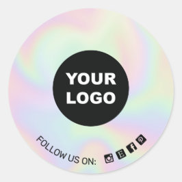 Lägg till medieikoner för Logotypen Holograph Soci Runt Klistermärke