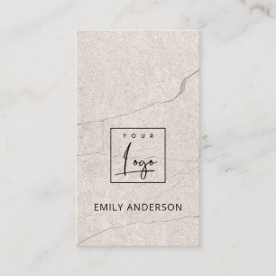 LÄGG TILL MINIMAL LOGOTYP BEIGE MARBLE STONE STRU VISITKORT