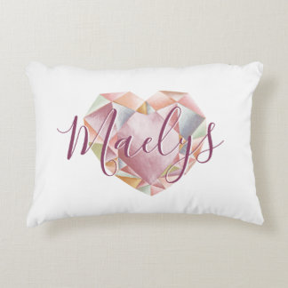 Lägg till Monogram eller Namn Cute Rosa Heart Dia Prydnadskudde