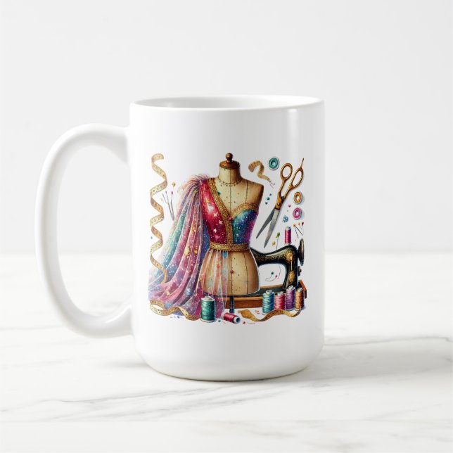 Lägg till monogram för älskare som sys med kute kaffemugg (Vänster)