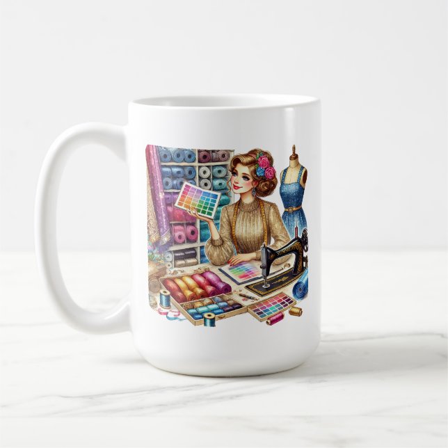 Lägg till monogram för älskare som sys med kute kaffemugg (Vänster)