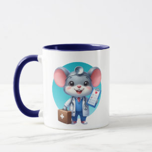 Lägg till monogram för cute-musen Doktor Mugg