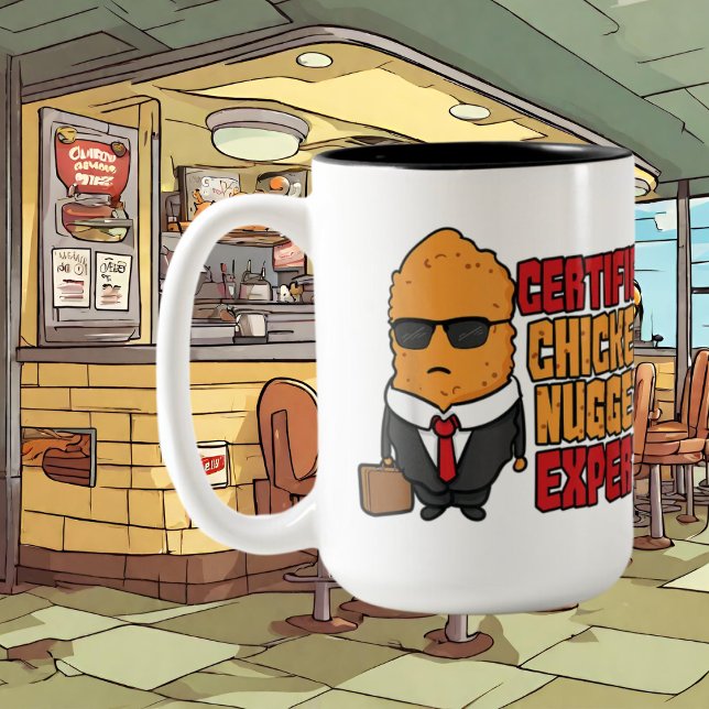 Lägg till monogram för den roliga kycklingnugget Två-Tonad mugg (Skapare uppladdad)