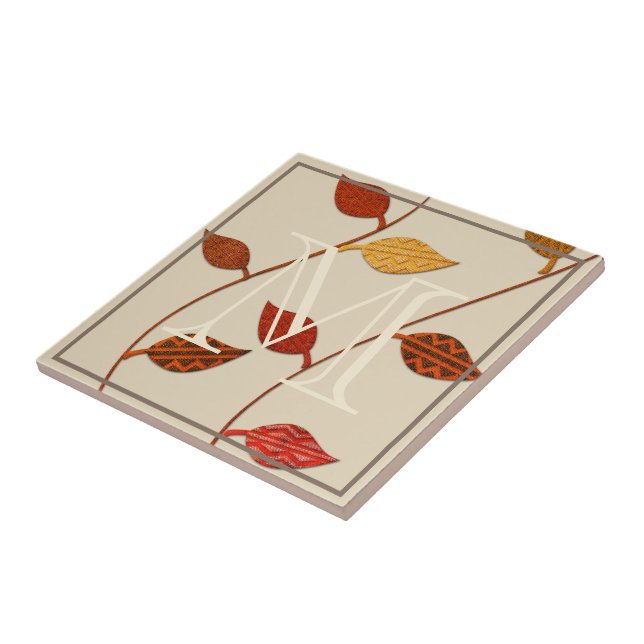 Lägg till Monogrampanelen med Löven Fall Palette Kakelplatta (Sidan)
