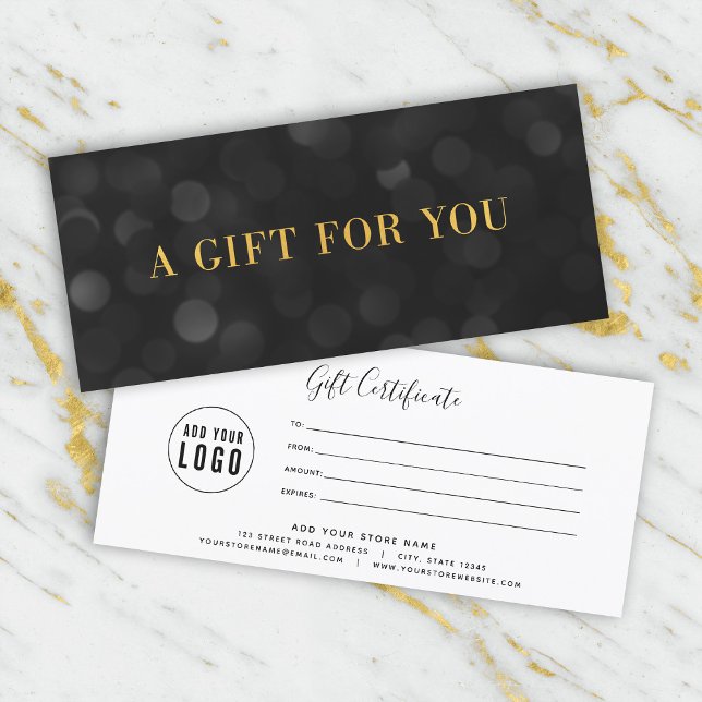 Lägg till Mörken Logotyp Bokeh Ljus Guld Gift-cert (Skapare uppladdad)