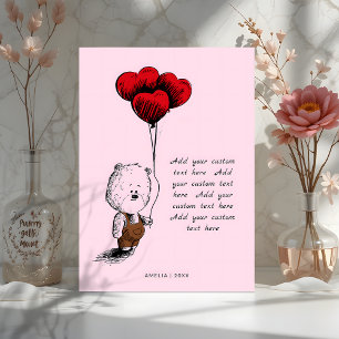 Lägg till Nallen Anpassningsbar valentines day Julkort
