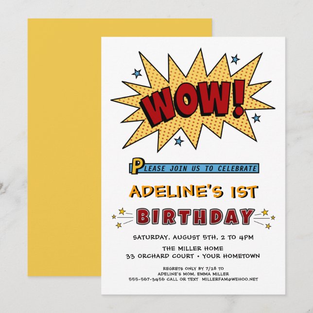 Lägg till Namn 1:a eller någon Födelsedagsfest inb Inbjudningar (Fram/baksida)