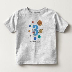 Lägg till NAMN - 3rd Birthday Solar System Planets T Shirt