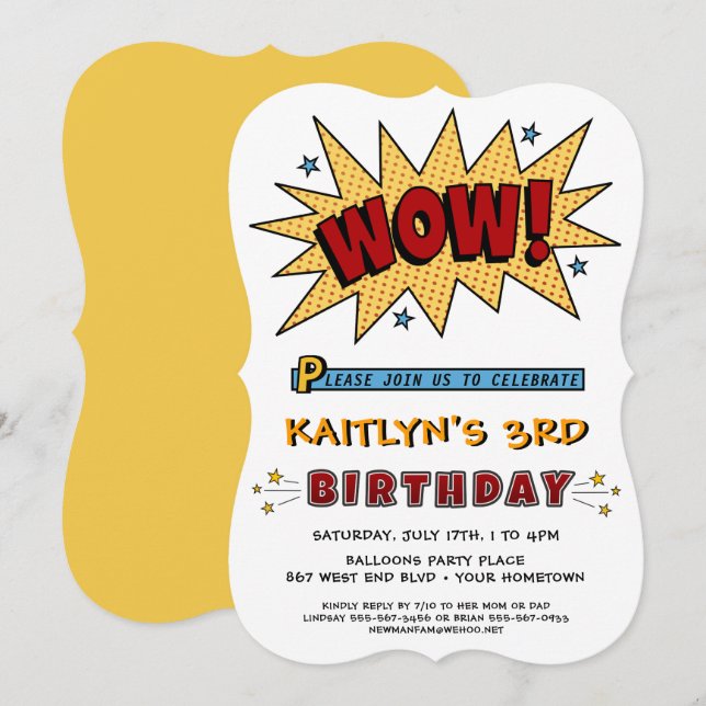 Lägg till Namn 3RD eller Födelsedagsfest inbjudan  (Fram/baksida)