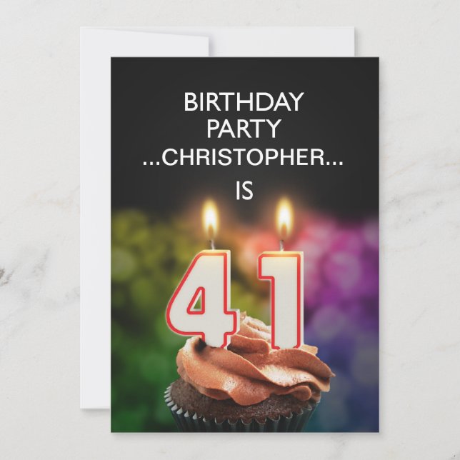 Lägg till namn, 41:a Födelsedagsfest inbjudan (Framsida)