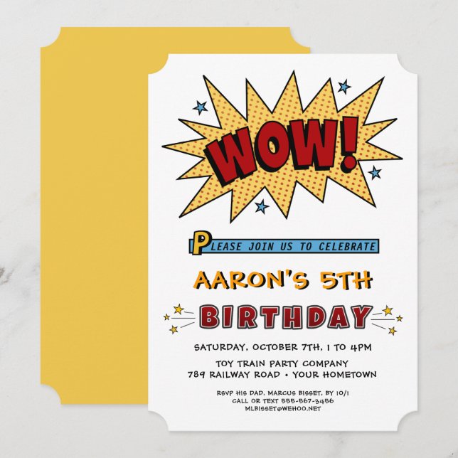 Lägg till Namn 5:e årsåldern eller vilken ålder so Inbjudningar (Fram/baksida)