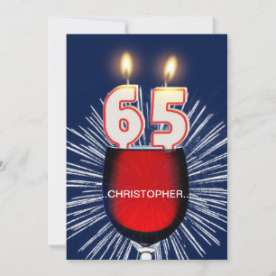 Lägg till namn, 65e Födelsedagsfest inbjudan, vin Inbjudningar
