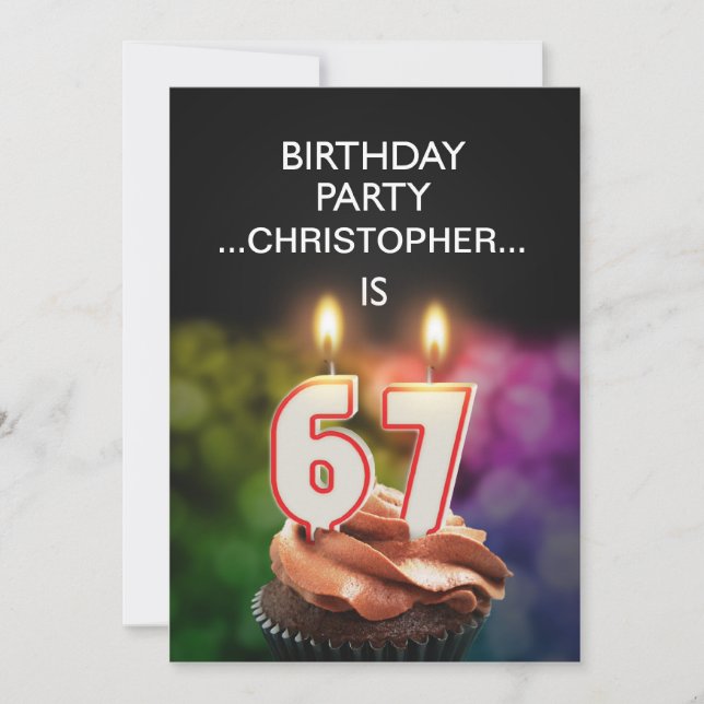 Lägg till namn, 67:e Födelsedagsfest inbjudan (Framsida)