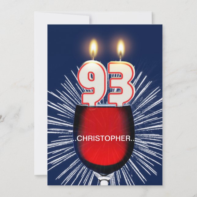 Lägg till namn, 93:e Födelsedagsfest inbjudan, vin Inbjudningar (Framsida)